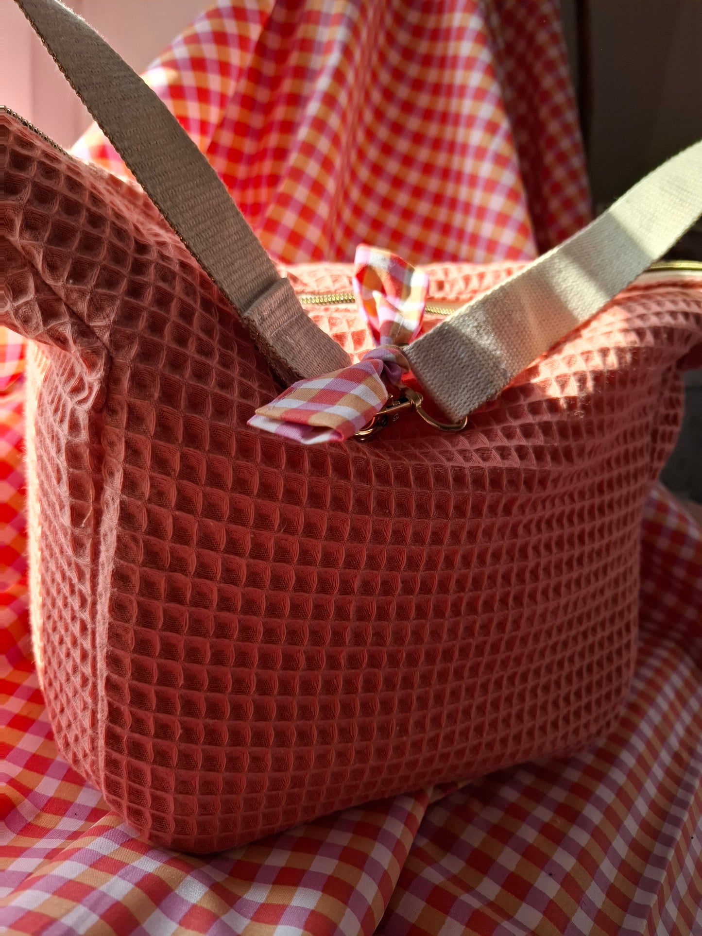 Lunch bag nid d'abeille saumon