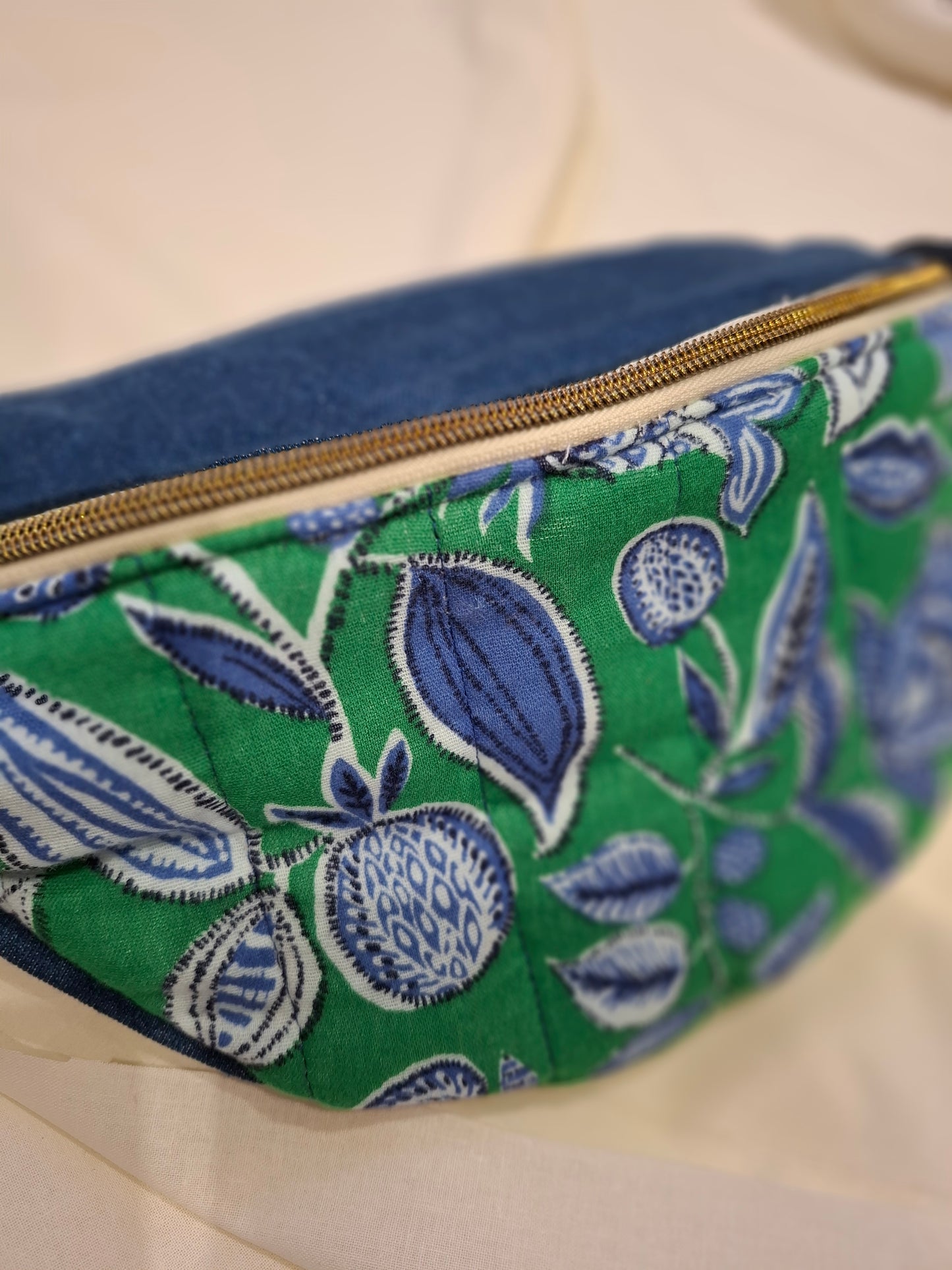 Sac banane gaze de coton et jean