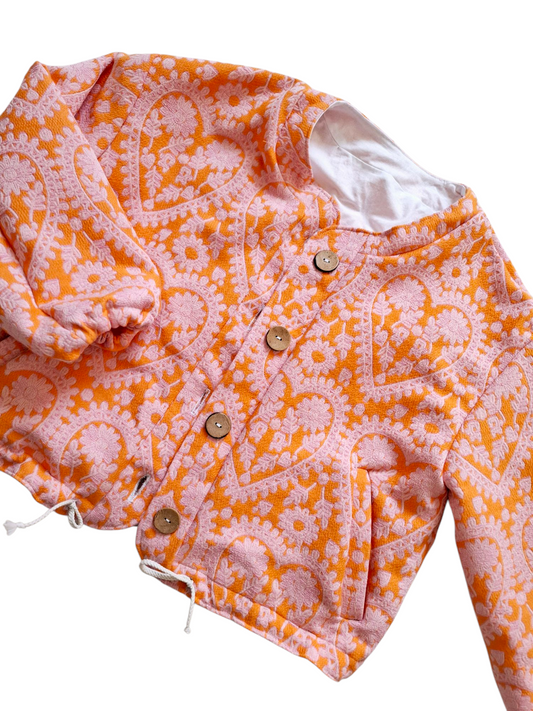 Veste bombers en tissu jacquard rose et orange