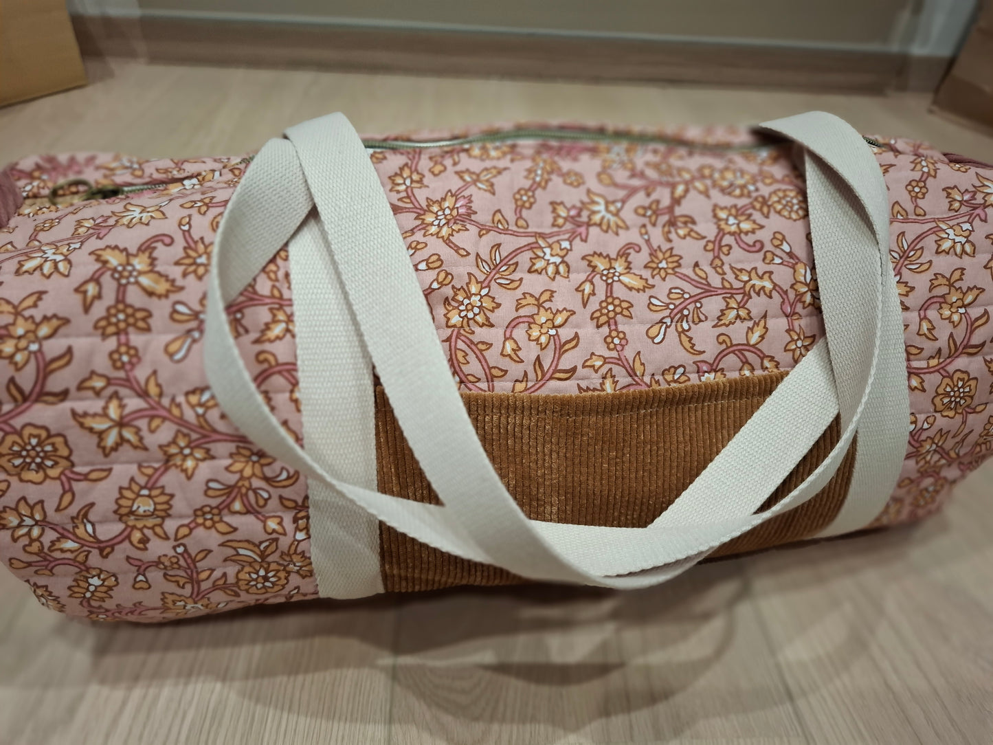 Sac polochon matelassé rose poudré