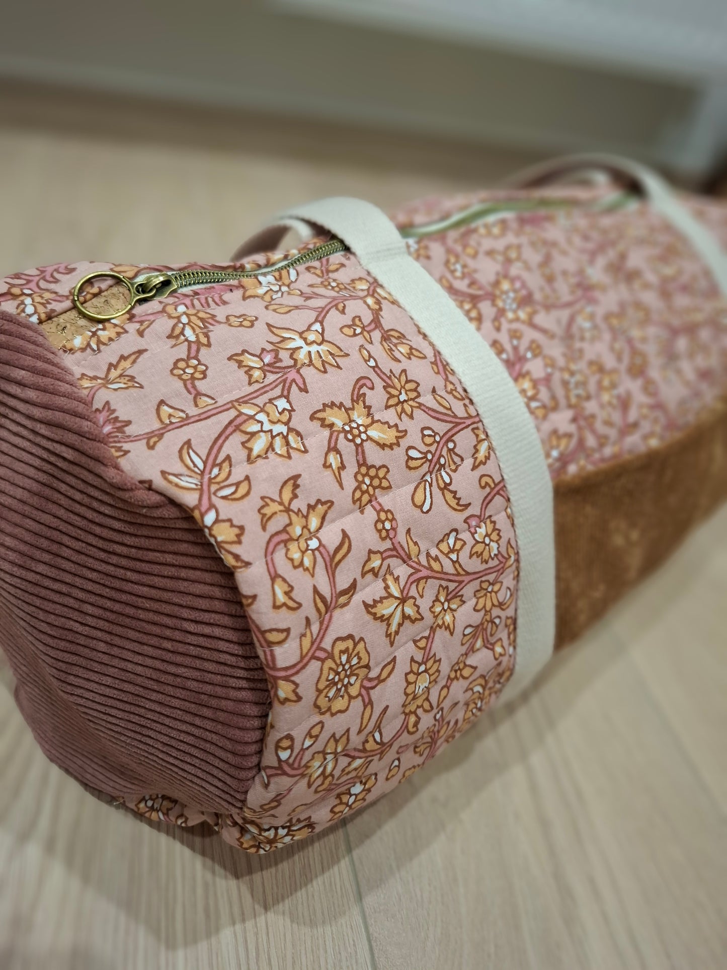 Sac polochon matelassé rose poudré