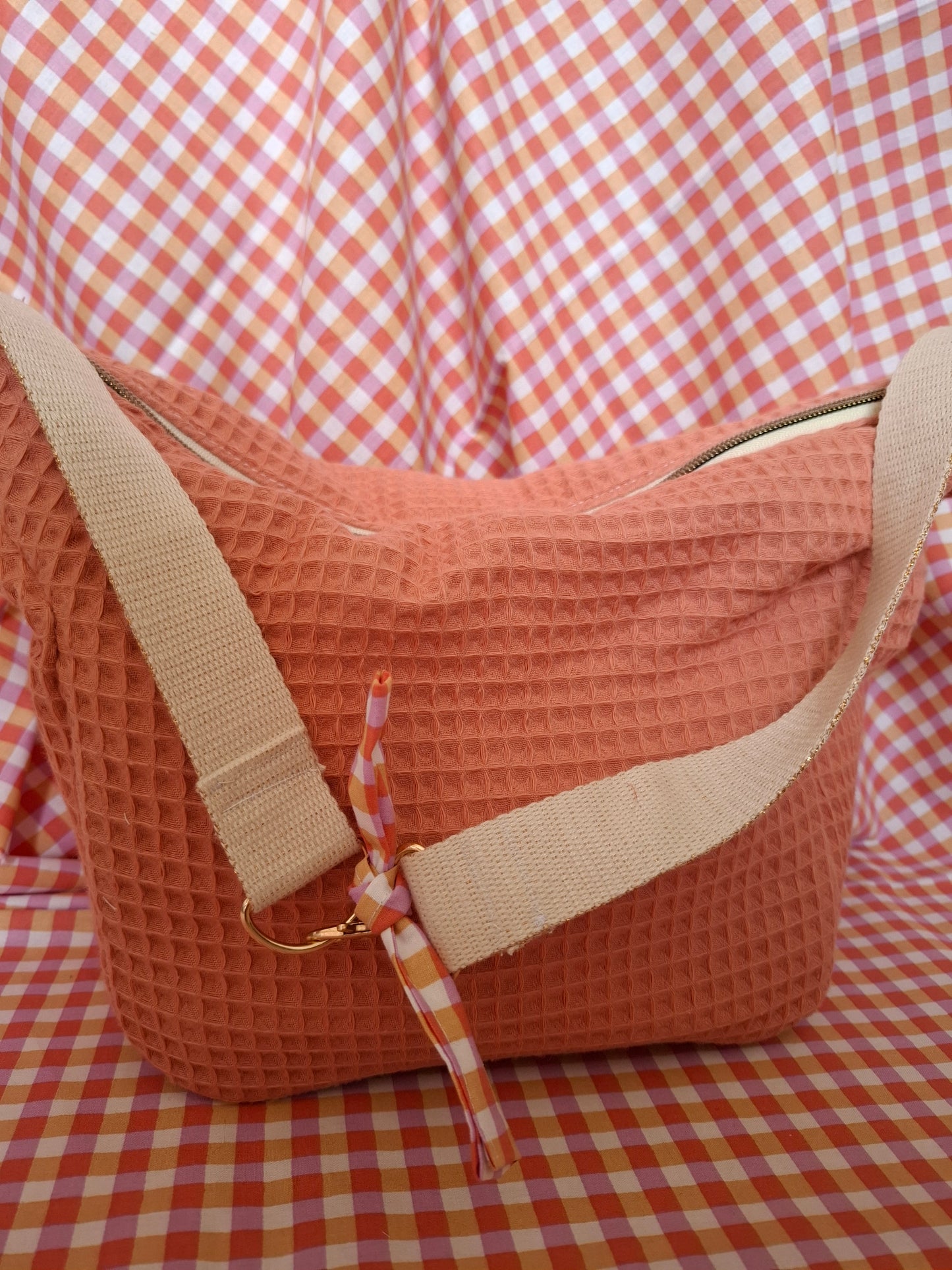 Lunch bag nid d'abeille saumon