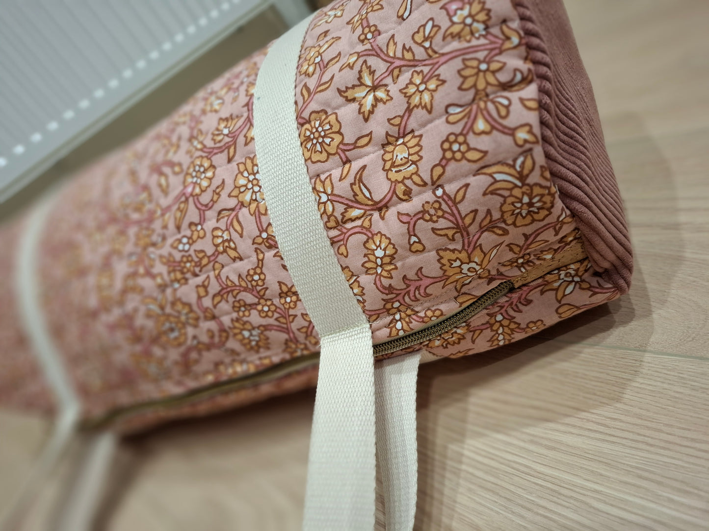 Sac polochon matelassé rose poudré