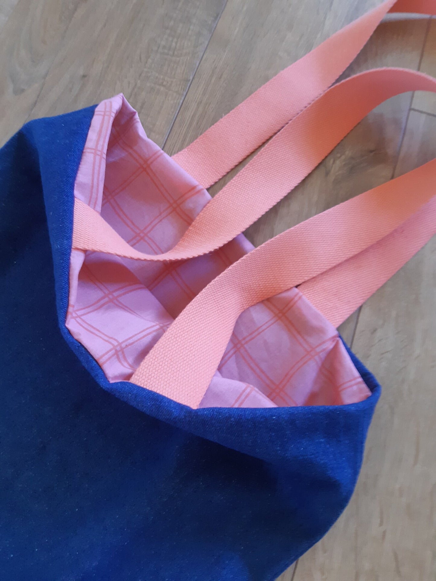 Tote bag jean et rose