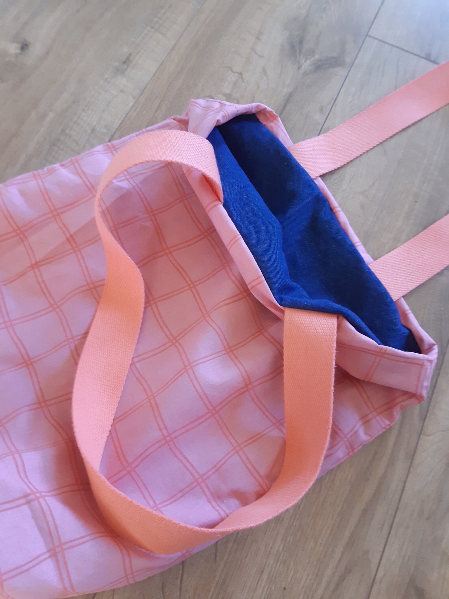 Tote bag jean et rose